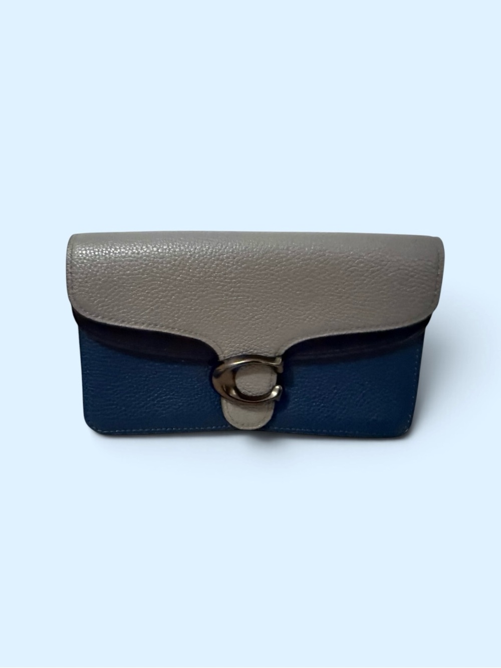 Coach Color Block Tabby Two-Tone Pebble Leather Crossbody in Gray and Navy - Picture 2 of 11